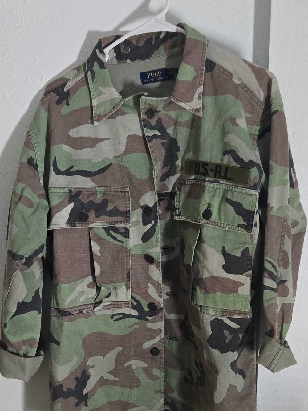 Polo Ralph Lauren US-RL Camouflage Military Field Shirt Jacket Green & Brown